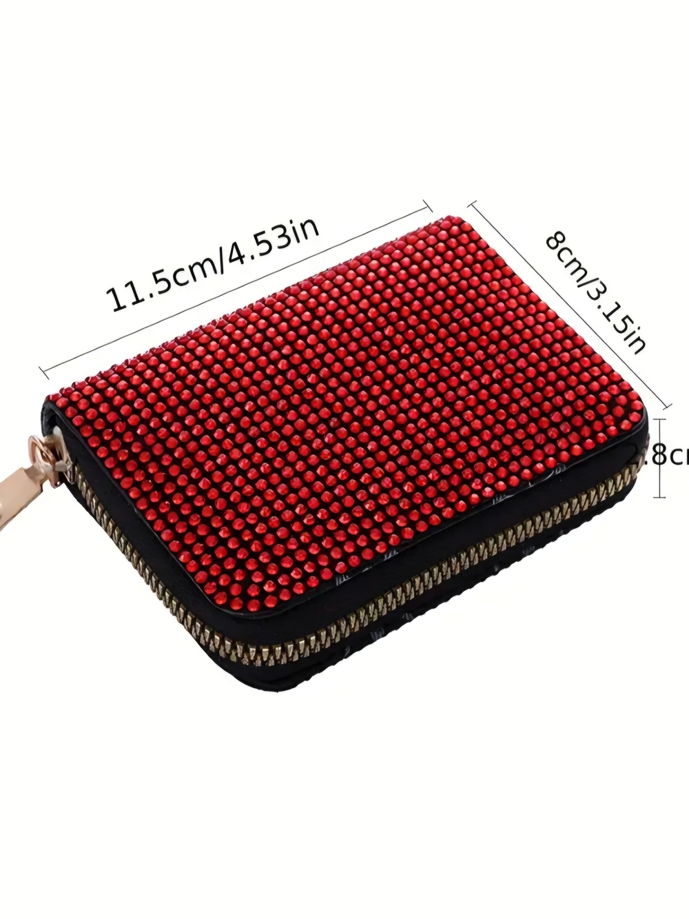 Black Rhinestone Zipper Card Wallet - Picture 3 of 3